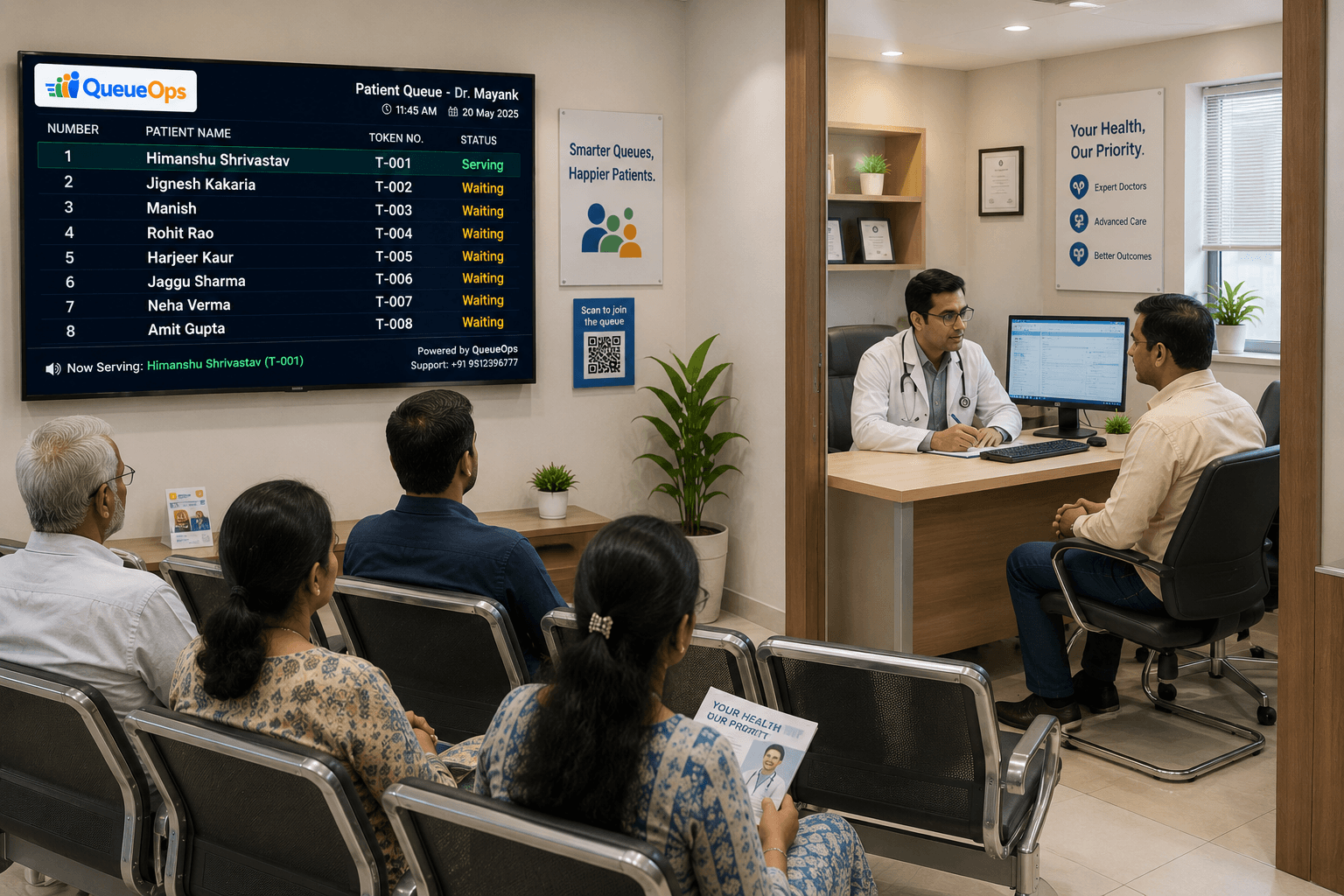 A calm, organised clinic running on QueueOps